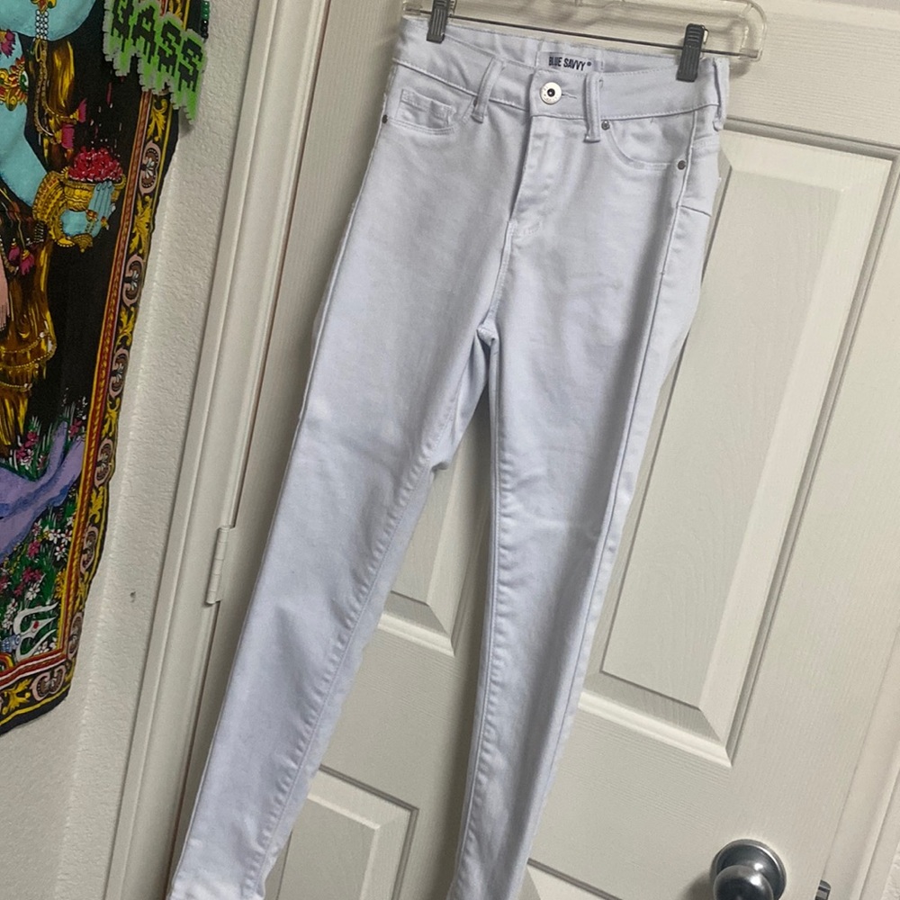 White straight leg skinny High rise jeans